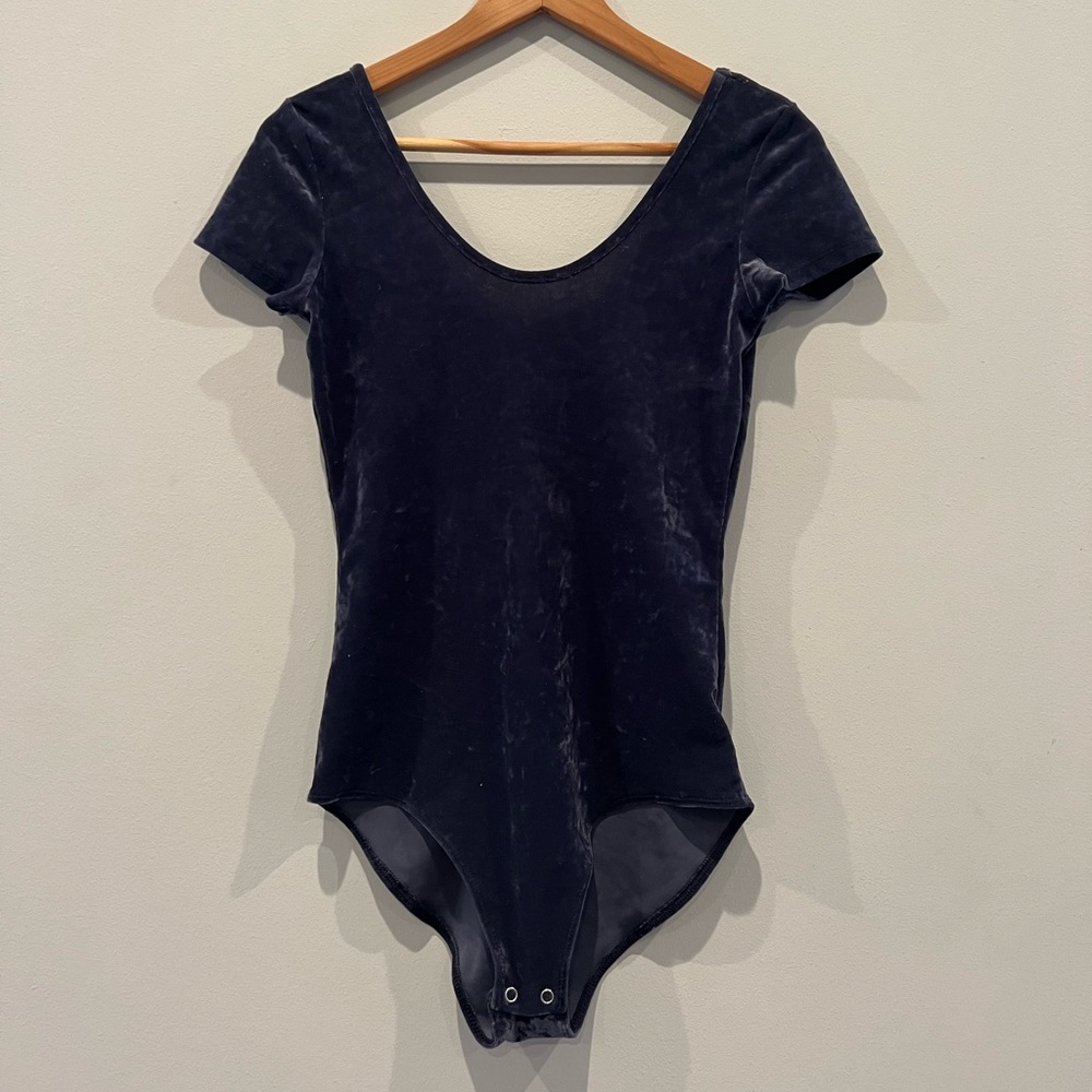 American Eagle Velvet Navy Blue Body Suit